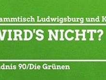 Sharepic mit grünem Hintergrund, darauf in weißer und gelber Schrift der Text: Grüner wird's nicht? Oh doch!
