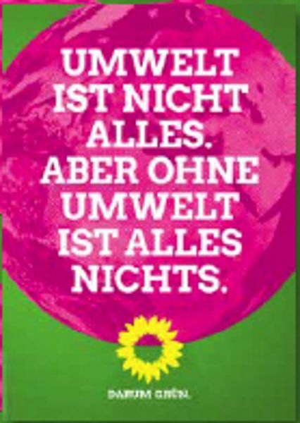 Plakat mit der Aufschrift: Umwelt ist nicht alles, aber ohne Umwelt ist alles nichts.