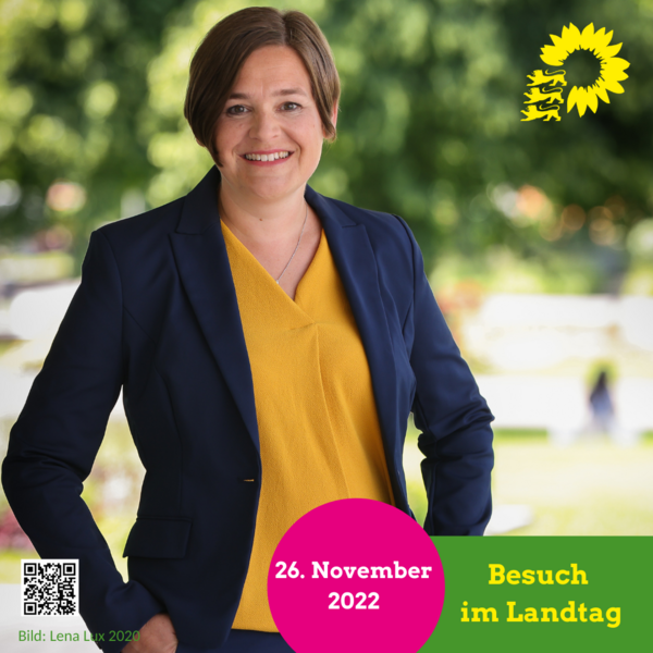 Foto von Silke Gericke, darauf die Aufschrift: Besuch im Landtag, 26. November 2022