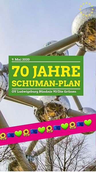 Sharepic mit der Aufschrift "70 Jahre Schuman-Plan"